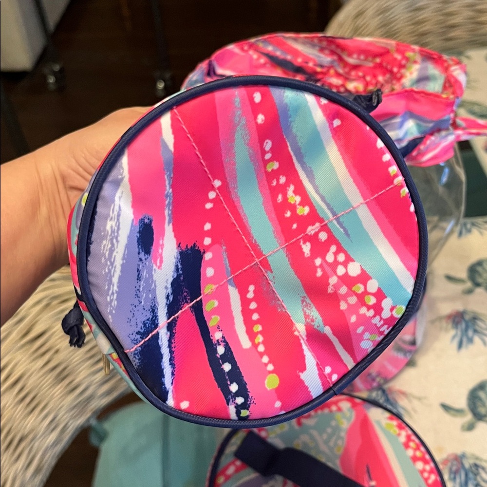 Pink Patterned Clear Drawstring Cosmetic Bag - image 10